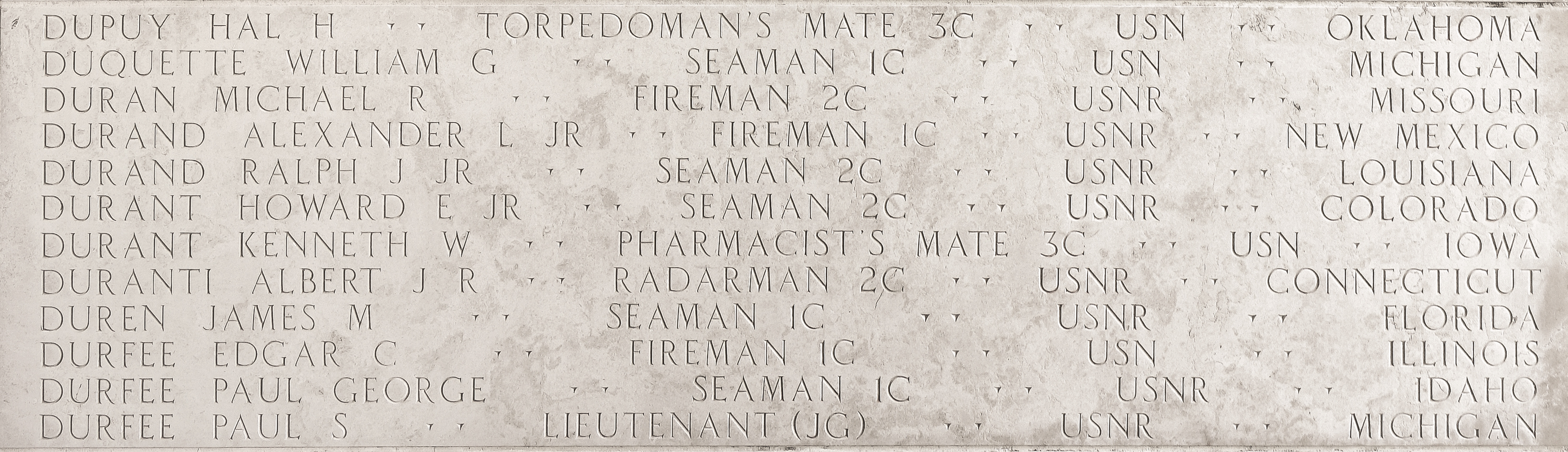 Albert J. R.  Duranti, Radarman Second Class